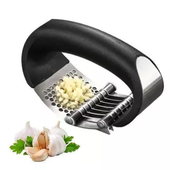 1/2 шт., пресс для чеснока из нержавеющей стали, профессиональные кухонные гаджеты, мясорубка, сверхмощный измельчитель, легко чистится, экономит время 1pc with Finger Guard+Brush