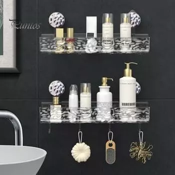 1/2 шт., прозрачная настенная полка без сверления, присоска, большая вместимость, простая установка, универсальный органайзер для ванной комнаты и душа белый
