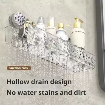 1/2 шт., прозрачная настенная полка без сверления, присоска, большая вместимость, простая установка, универсальный органайзер для ванной комнаты и душа белый