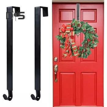 1/2 шт. Регулируемая вешалка для рождественских венков, устойчивая к коррозии, не требует сверления, выдвижная вешалка для двери, крючок для хранения 1pc чёрный
