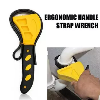 1/2 шт. Регулируемый ленточный ключ для масляного фильтра, сантехники, крана для раковины, инструмент для труднодоступных мест, эргономичная ручка, многоцелевой ленточный ключ, открывалка для бутылок A