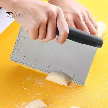 1/2 шт. резак для печенья из нержавеющей стали с нескользящей ручкой, эргономичный дизайн, скребок с выгравированными размерами 1pc