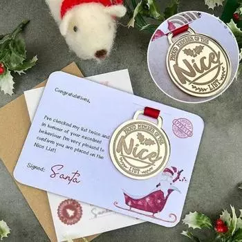 1/2 шт. Рождественская открытка с медалью в канун Рождества, рождественская открытка с Санта-Клаусом для свадеб, рождественских дней рождения, вечеринок, домашнего декора Mens