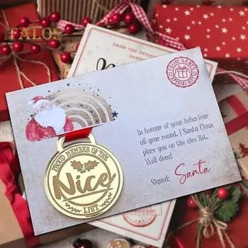 1/2 шт. Рождественская открытка с медалью в канун Рождества, рождественская открытка с Санта-Клаусом для свадеб, рождественских дней рождения, вечеринок, домашнего декора Mens