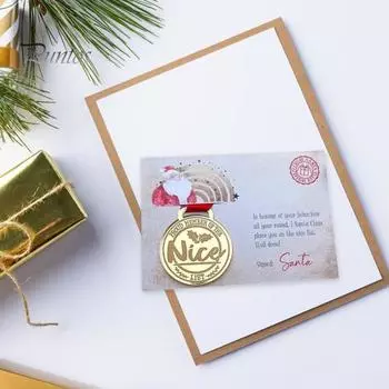 1/2 шт. Рождественская открытка с медалью в канун Рождества, рождественская открытка с Санта-Клаусом для свадеб, рождественских дней рождения, вечеринок, домашнего декора Mens