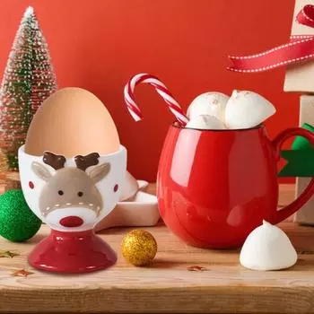 1/2 шт. Рождественская подставка для яиц, забавная рождественская подставка для яиц с изображением лося, мультяшный Санта-Клаус, керамическая подставка для яиц, украшение, многоцелевой органайзер для яиц A