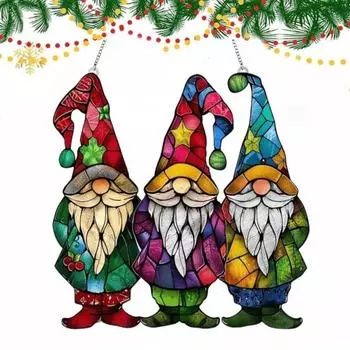 1/2 шт. Рождественский ловец солнца, красочный гном, подвесное украшение на дерево, акриловый ловец света на окно для домашнего балкона, праздничный декор A