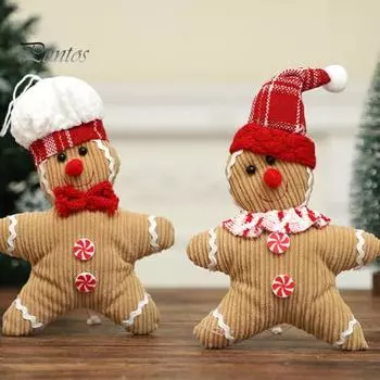1/2 шт. Рождественский пряничный человечек, плюшевая кукла, игрушка, пряничный кулон, рождественская елка, подвесные украшения для камина Sets