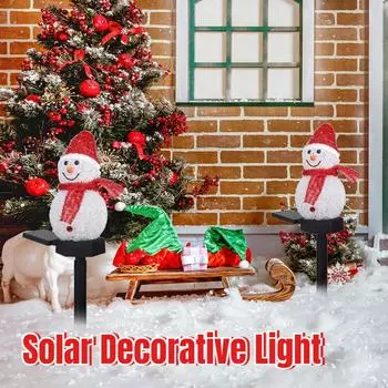 1/2 шт. Рождественский снеговик, солнечный светильник для уличного сада, водонепроницаемый, рождественская атмосфера, дворовый светильник для домашнего декора двора 1pcs розовый