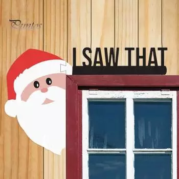 1/2 шт. рождественское украшение на деревянную дверную раму Санта-Клаус, я видел этот левый и правый дверной угол, знак, украшение на переднюю дверь, украшение для сиденья Right