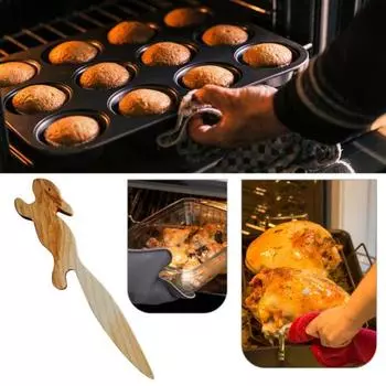 1/2 шт., ручка для духовки Squirrel, толкающая ручка, противоожоговая, деревянная, кухонная, выпечка, фритюрница, тостер, полка для духовки, съемник 2pcs
