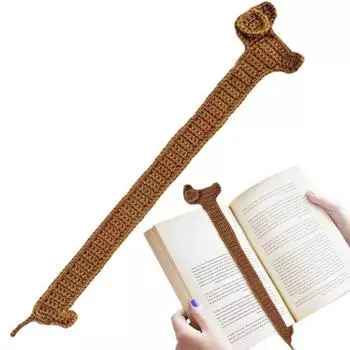 1/2 шт. ручной работы из трикотажной пряжи коричневого цвета с изображением собаки, таксы, крючком, держатель для страниц книги, аксессуар для чтения, идеальный подарок 1pc