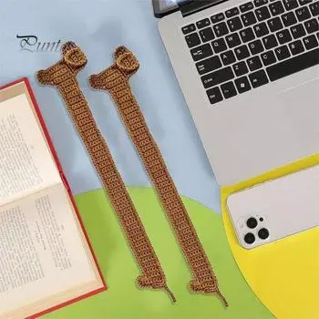 1/2 шт. ручной работы из трикотажной пряжи коричневого цвета с изображением собаки, таксы, крючком, держатель для страниц книги, аксессуар для чтения, идеальный подарок 1pc