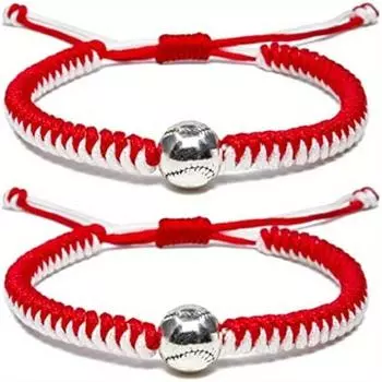 1/2 шт. ручной вязаный браслет в подарок для бейсбола, регулируемый браслет с бейсбольными бусинами для подростков и взрослых 1pc