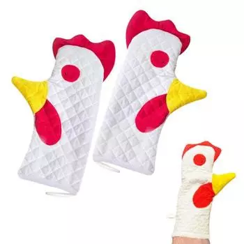 1/2 шт., рукавицы для духовки с отделкой в виде петуха, термостойкие перчатки с принтом петуха, легкие кухонные утепленные перчатки для приготовления пищи на гриле 1pc