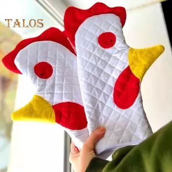 1/2 шт., рукавицы для духовки с отделкой в виде петуха, термостойкие перчатки с принтом петуха, легкие кухонные утепленные перчатки для приготовления пищи на гриле 1pc