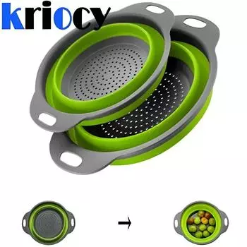 1/2 шт. S/L Силиконовая круглая складная корзина для мытья овощей и фруктов, складной дуршлаг, сито, корзина, кухонные гаджеты