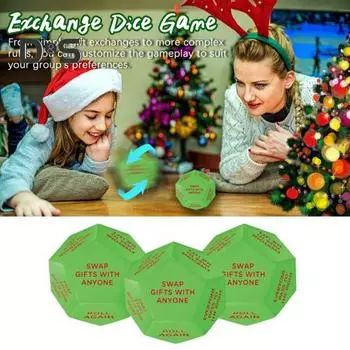 1/2 шт. Санта-обмен подарками, игральные кости, 12 разных сторон, рождественские игральные кости для обмена, принадлежности для вечеринок и праздничного веселья 1pc