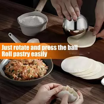 1/2 шт., шарик для раскатывания теста, удобный круглый шарик для раскатывания теста из нержавеющей стали, инструмент для раскатывания теста для выпечки пиццы, кондитерских изделий, помадки, пельменей 1pc