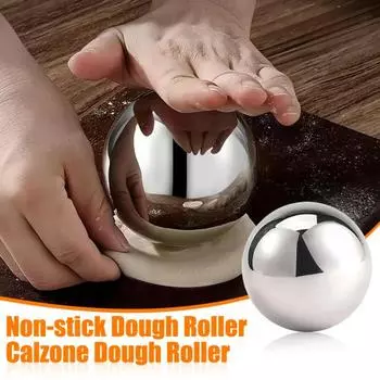 1/2 шт., шарик для раскатывания теста, удобный круглый шарик для раскатывания теста из нержавеющей стали, инструмент для раскатывания теста для выпечки пиццы, кондитерских изделий, помадки, пельменей 1pc
