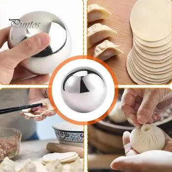 1/2 шт., шарик для раскатывания теста, удобный круглый шарик для раскатывания теста из нержавеющей стали, инструмент для раскатывания теста для выпечки пиццы, кондитерских изделий, помадки, пельменей 1pc