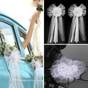 1/2 шт. шелковая лента свадебное украшение автомобиля жемчужный бутон кружево цветы стул галстук-бабочка товары для декора вечеринки