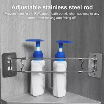 1/2 шт., штанга для хранения в углу душа автофургона, регулируемая длина, органайзер для ванной комнаты из нержавеющей стали, вращающийся монтажный уголок, угловая полка 1