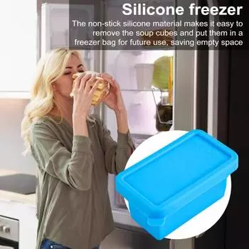 1/2 шт. силиконовый морозильный лоток с пищевым лотком без BPA, 250 мл, легко открывающаяся крышка, лоток для хранения продуктов 2pcs синий