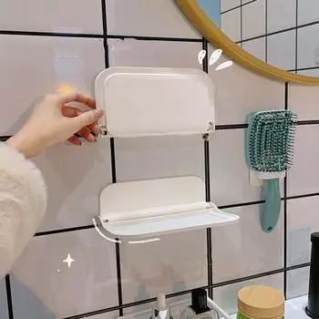 1/2 шт. Складная полка для хранения, настенная складная тарелка для хранения одежды в ванной комнате, настенная полка без перфорации