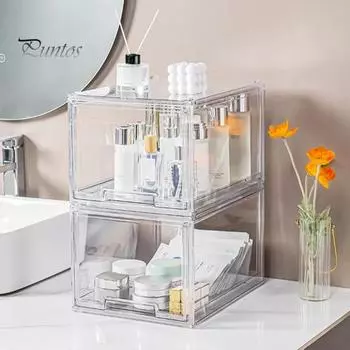 1/2 шт., складной ящик для хранения, органайзер, большая емкость, гладкий край, прозрачный дизайн, простая сборка, ящик для шкафа, органайзер для косметики 2pcs прозрачный