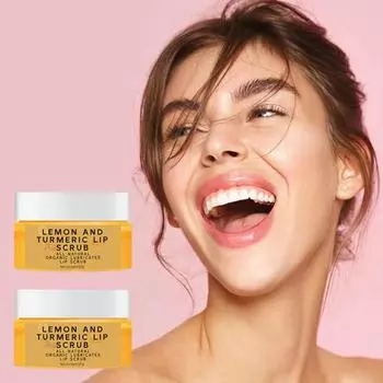 1/2 шт. Скраб для губ с куркумой, лимоном и алоэ вера, натуральный эксфолиант для темных губ, 50 г. Увлажняющий скраб для губ, нежный эксфолиант для губ 1pc
