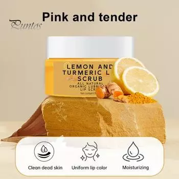 1/2 шт. Скраб для губ с куркумой, лимоном и алоэ вера, натуральный эксфолиант для темных губ, 50 г. Увлажняющий скраб для губ, нежный эксфолиант для губ 1pc