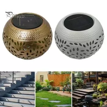 1/2 шт. солнечные фонари полый дизайн автоматическое включение/выключение уличные водонепроницаемые металлические светодиодные солнечные фонари украшения для крыльца и двора 2pcs золотистый