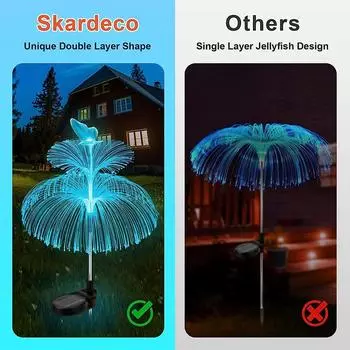 1/2 шт. солнечные садовые светильники 7 цветов меняющие двухслойный светильник в виде медузы с бабочкой наружное освещение для декора двора 1pcs