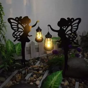 1/2 шт. солнечный сказочный светильник, устойчивый к атмосферным воздействиям, открытый сад, двор, патио, двор, лужайка, светодиодные крылья бабочки для девочек 2pcs