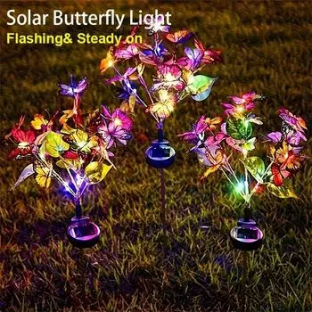 1/2 шт., солнечный светильник с имитацией бабочки, уличный светильник-бабочка, украшение для виллы, праздничной вечеринки, сада, газона, ландшафтное освещение Bian an Flower-Blue-1pcs
