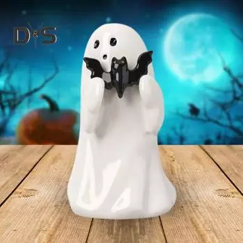 1/2 шт. Статуэтка призрака на Хэллоуин, жуткий призрак из смолы, розовая тыква, летучая мышь, симпатичное украшение для домашнего стола на Хэллоуин для внутреннего и наружного использования A
