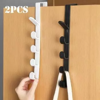 1/2 шт., стильный многофункциональный пятисекционный крючок, портативный крючок для пальто, крючок для полотенец за дверью, бесшовный крючок без перфорации 1pcs White