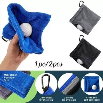 1/2 шт. сухое и влажное полотенце для гольфа из микрофибры с пряжкой, инструмент для чистки мяча для гольфа, спортивные аксессуары для гольфа 1pc чёрный
