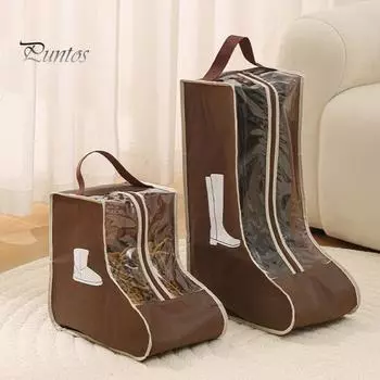 1/2 шт. Сумки для хранения обуви с ручкой, застежкой-молнией, прозрачный визуальный дизайн, водонепроницаемые, пылезащитные, дорожные, длинные сумки для обуви Short 1pc бежевый