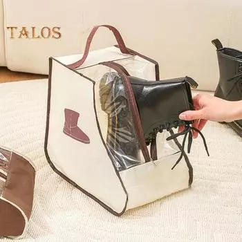 1/2 шт. Сумки для хранения обуви с ручкой, застежкой-молнией, прозрачный визуальный дизайн, водонепроницаемые, пылезащитные, дорожные, длинные сумки для обуви Short 1pc бежевый