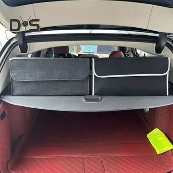 1/2 шт. сумки для хранения в багажнике автомобиля с ручкой, большая вместимость, складная конструкция, органайзер для хранения в багажнике автомобиля с откидной крышкой 1pc чёрный