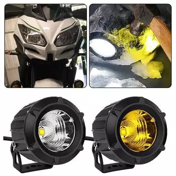 1/2 шт. светодиодная фара для мотоцикла, белая, желтая, противотуманная, дальнего света, вспомогательная лампа, универсальная