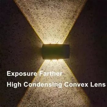 1/2 шт. светодиодный настенный светильник на солнечных батареях, уличный прожектор, водонепроницаемый верхний и нижний светильник, уличный светильник для балкона, стены, двора, сада 1 Pcs