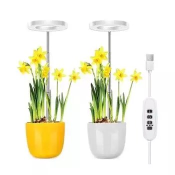 1/2 шт. телескопическая настольная лампа для выращивания растений полного спектра с автоматическим таймером 4/8/12 ч и 4 уровнями регулировки яркости, регулируемая по высоте светодиодная лампа для растений A белый