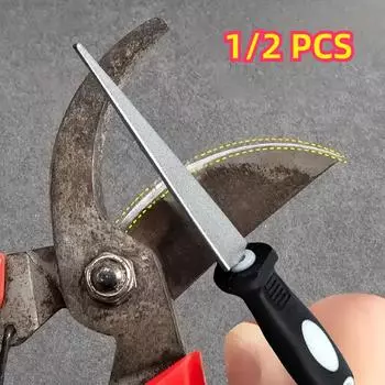 1/2 шт. Точильный камень, легко шлифуется, 2-в-1, алмазный стальной напильник - двусторонний, подходит для ножниц, ножей и садовых инструментов, серебряный точильный камень 1 PCS серебряный