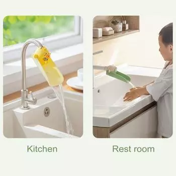 1/2 шт. удлинитель смесителя для детей, безопасный противоскользящий дизайн, брызгозащищенный мультяшной формы, удлинитель для мытья рук для раковины в ванной комнате и кухни жёлтый