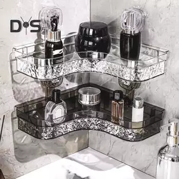 1/2 шт. Угловая полка для душа, полка для хранения в ванной комнате с присоской, прочная, несущая, простая в установке, органайзер для хранения душевой полки 1pc серебряный