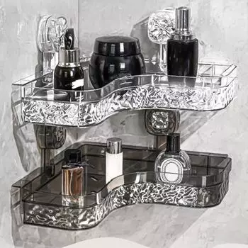 1/2 шт. Угловая полка для душа, полка для хранения в ванной комнате с присоской, прочная, несущая, простая в установке, органайзер для хранения душевой полки 1pc серый