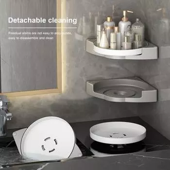 1/2 шт. угловая полка для хранения в ванной комнате без сверления, простая установка, вращающийся на 360 градусов полка-органайзер для душа, стеллаж для хранения макияжа 1pc